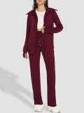 Plus Size Long Sleeve Zipper Sweatshirt Two Piece Pants Set GWHT-A99