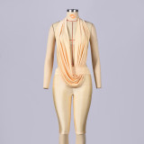 Halterneck Tie Up V Neck Jumpsuit GNZD-12211PBM