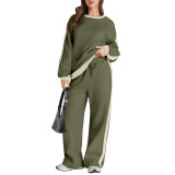 Color Block Long Sleeve Sweatshirt Pants Suit GWHT-A38