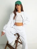 Plus Size Long Sleeve Zipper Sweatshirt Coat Pants Suit GWHT-A008