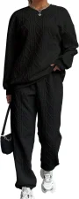 Plus Size Threaded Jacquard Long Pants Casual Two-piece Set GWHT-A23