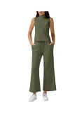 Solid Color Sleeveless Two Piece Pants Set GWHT-19
