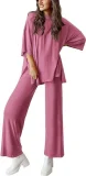 Plus Size Long Sleeve Solid Color Loose 2 Piece Pants Set GWHT-509