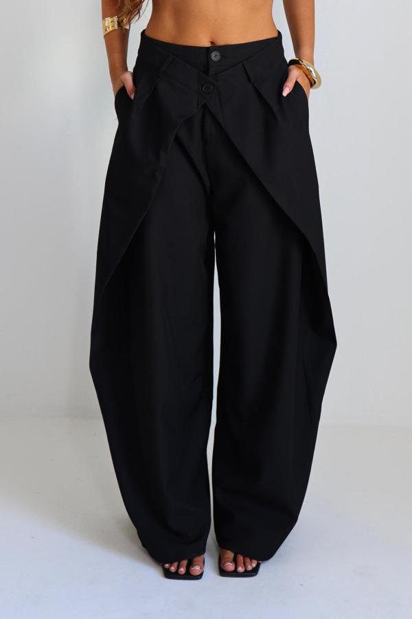 Solid Color Pleated Casual Pants QODY-6081