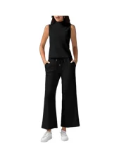Solid Color Sleeveless Two Piece Pants Set GWHT-19