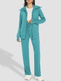 Plus Size Long Sleeve Zipper Sweatshirt Two Piece Pants Set GWHT-A99