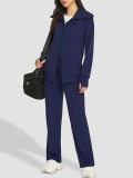 Plus Size Long Sleeve Zipper Sweatshirt Two Piece Pants Set GWHT-A99