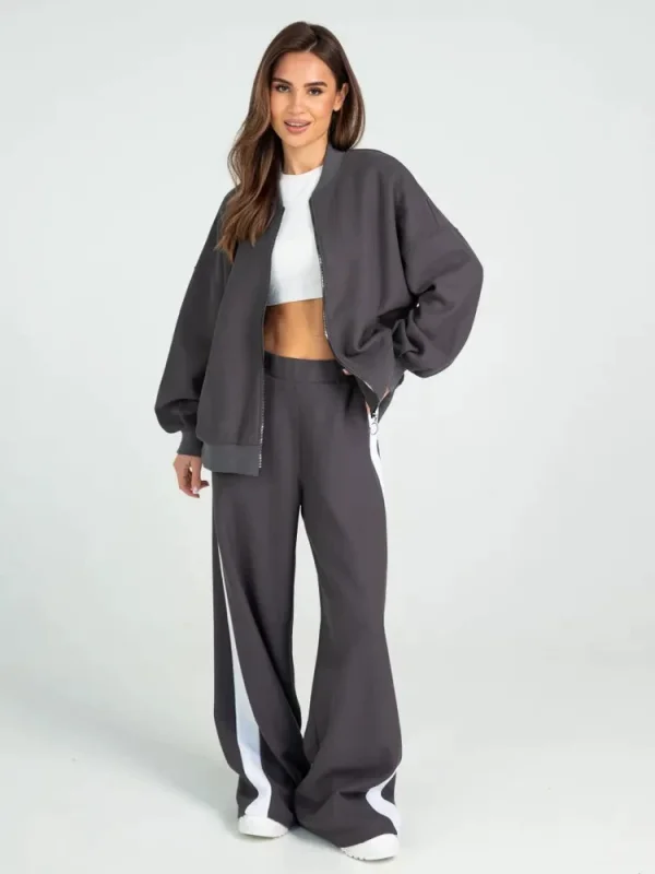 Plus Size Long Sleeve Zipper Sweatshirt Coat Pants Suit GWHT-A008