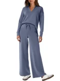 Long Sleeve V Neck Long Sleeve Pants Suit GWHT-A19