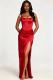 Solid Color Sleeveless Satin Split Maxi Dress GADE-102272