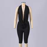 Halterneck Tie Up V Neck Jumpsuit GNZD-12211PBM
