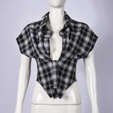 Plaid Printed Irregular Shirt GNZD-12139TBM