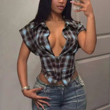Plaid Printed Irregular Shirt GNZD-12139TBM