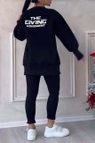 Plus Size Solid Color Irregular Sweatshirt Two Piece Pants Set GWHT-T316