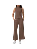 Solid Color Sleeveless Two Piece Pants Set GWHT-19