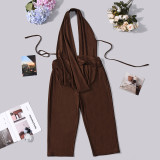 Halterneck Tie Up V Neck Jumpsuit GNZD-12211PBM