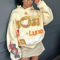 Letter Printed Loose Hooded Sweatshirt GWHT-A2024818