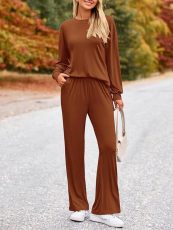Round Neck Long Sleeve Top Pants Sport Suit GWHT-K999