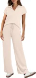 Solid Color Short Sleeve Two Piece Pants Set GWHT-A16