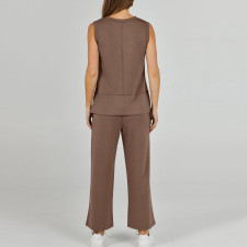 Solid Color Sleeveless Loose Two Piece Pants Set GWHT-07