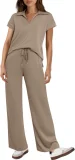 Solid Color Short Sleeve Two Piece Pants Set GWHT-A16