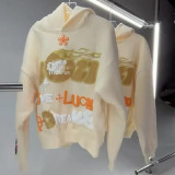 Letter Printed Loose Hooded Sweatshirt GWHT-A2024818