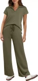 Solid Color Short Sleeve Two Piece Pants Set GWHT-A16