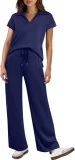 Solid Color Short Sleeve Two Piece Pants Set GWHT-A16