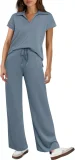 Solid Color Short Sleeve Two Piece Pants Set GWHT-A16