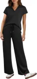 Solid Color Short Sleeve Two Piece Pants Set GWHT-A16