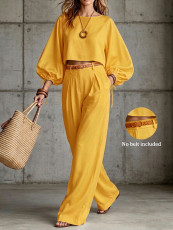 Long Sleeve Solid Color Two Piece Pants Set HNIF-SR005