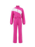 Color Block Zipper Sport Two Piece Pants Set HNIF-SR014