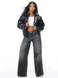 VIP1 Embroidered  Stand Collar Long Sleeve Leather Jackets YNSF-8042