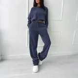 Slash Shoulder Long Sleeve Two Piece Pants Set HNIF-YF405
