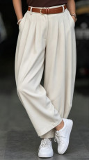 Solid Color Wide Leg Pants(Without Belt) SHMF-6216