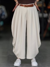 Solid Color Wide Leg Pants(Without Belt) SHMF-6216