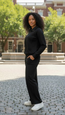 Solid Color Long Sleeve Top Wide Leg Pants Sport Suit YH-5549