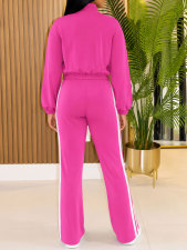 Color Block Zipper Sport Two Piece Pants Set HNIF-SR014