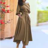 Plus Size Solid Color Slash Shoulder Maxi Dress GHMF-21705
