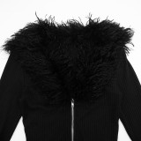 Fluffy V-neck Long Sleeve Romper GDSF-C26RP394
