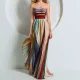 Off Shoulder Ruched Printed Maxi Dress GHMF-29026