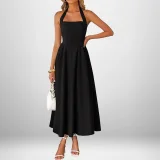 Plus Size Solid Color Halterneck Maxi Dress GHMF-29325