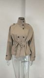 Plus Size Solid Color Tie Up Short Coats GHMF-29898