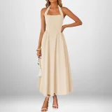 Plus Size Solid Color Halterneck Maxi Dress GHMF-29325