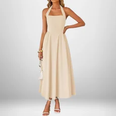 Plus Size Solid Color Halterneck Maxi Dress GHMF-29325