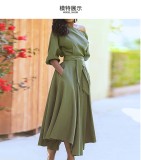 Plus Size Solid Color Slash Shoulder Maxi Dress GHMF-21705