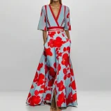 Plus Size 3/4 Sleeve Maxi Dress GHMF-28751-28480