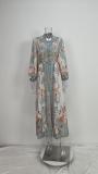 Plus Size Vintage Printed Long Sleeve Maxi Dress GHMF-28758
