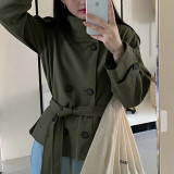 Plus Size Solid Color Tie Up Short Coats GHMF-29898