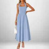 Plus Size Solid Color Halterneck Maxi Dress GHMF-29325